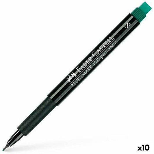 Permanent marker Faber-Castell Multimark 1523 S Green (10 Units)