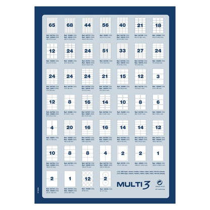 Printer Labels MULTI 3 White Upright 500 Sheets 105 x 37 mm