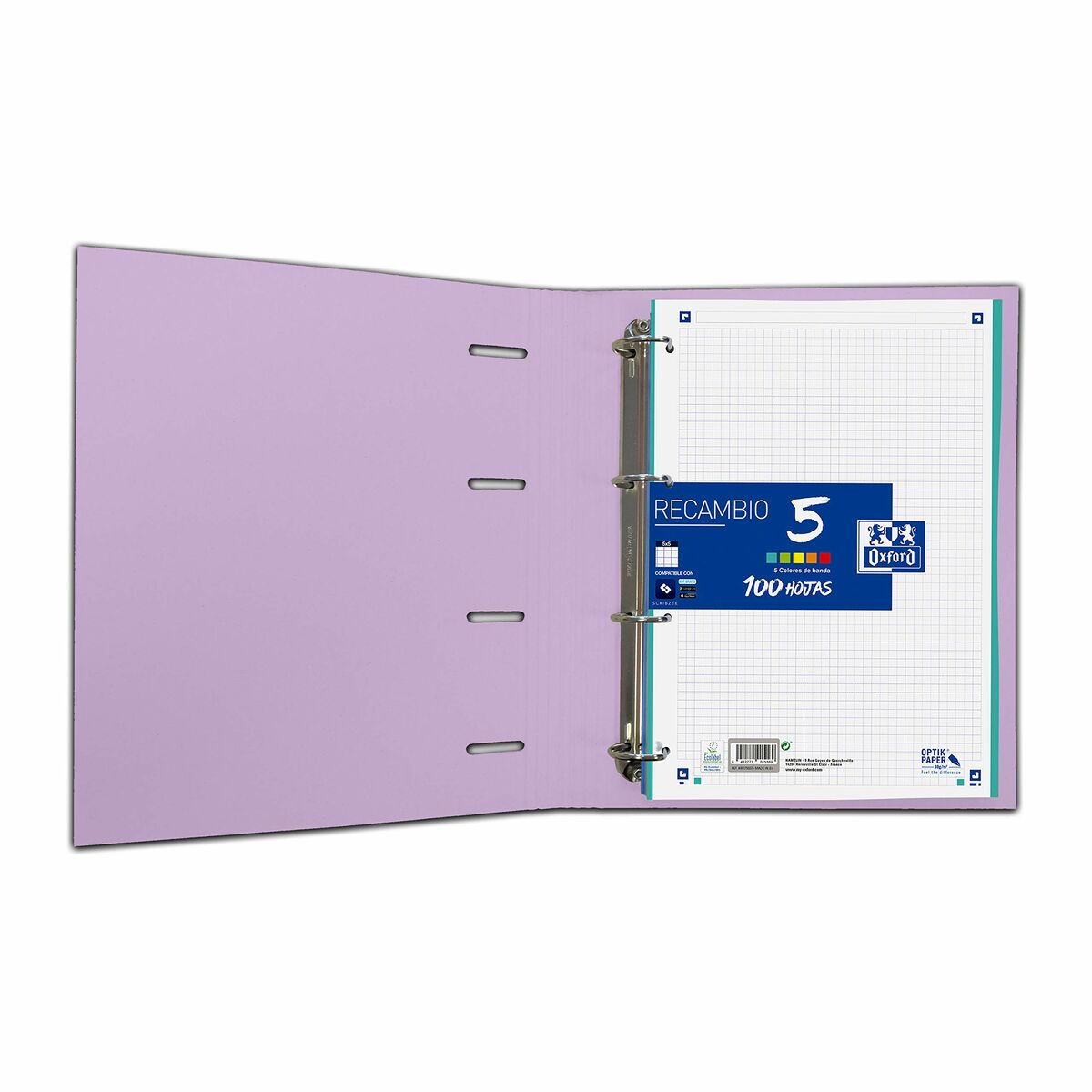 Ring binder Oxford Touch Europeanbinder Light mauve A4 A4+
