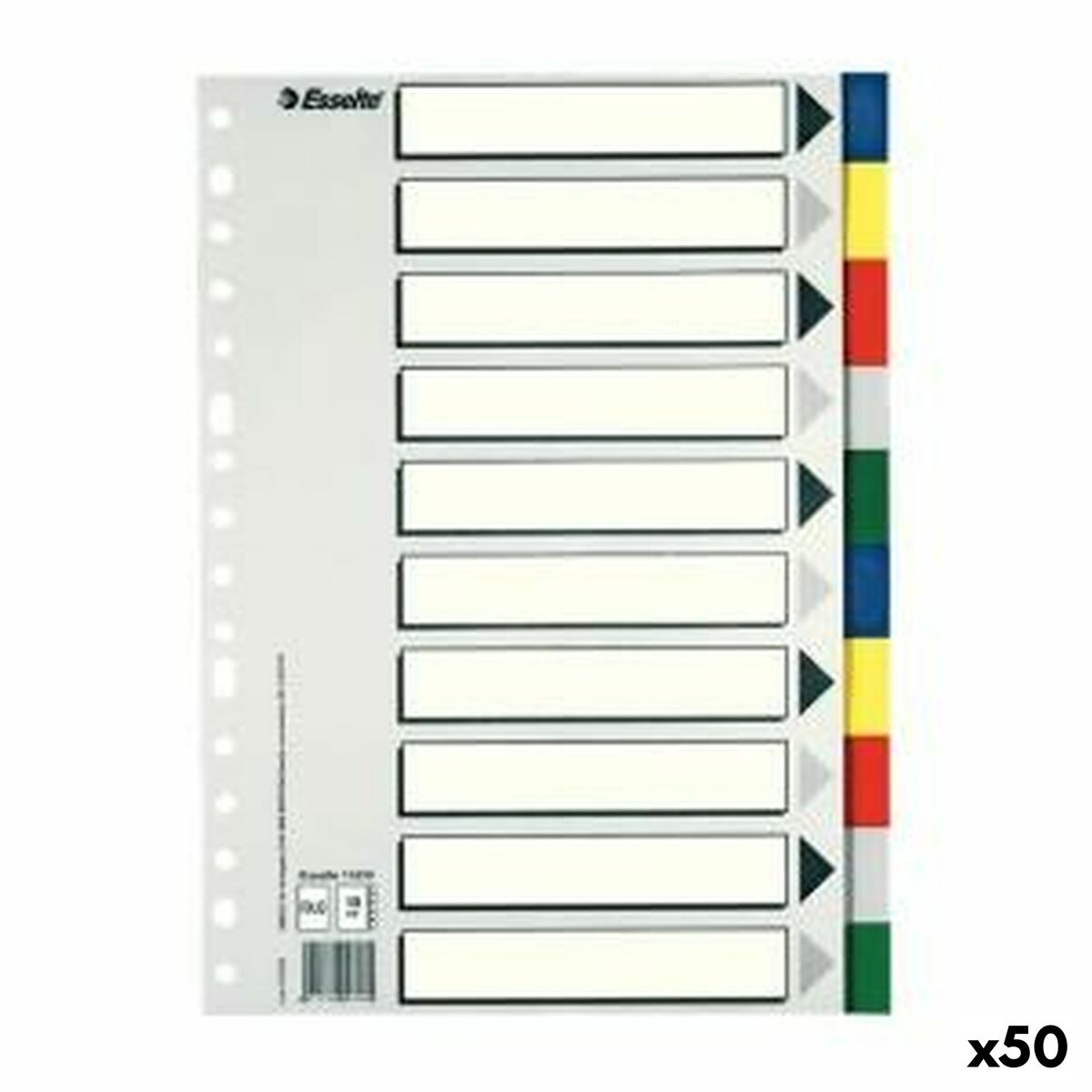 Seperators Esselte Multicolour Sheet 10 Sheets (50 Units)