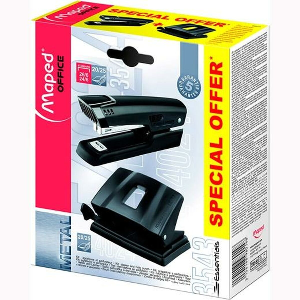 Set Maped 3543 Essentials Rock drill Stapler Black (16 Units)